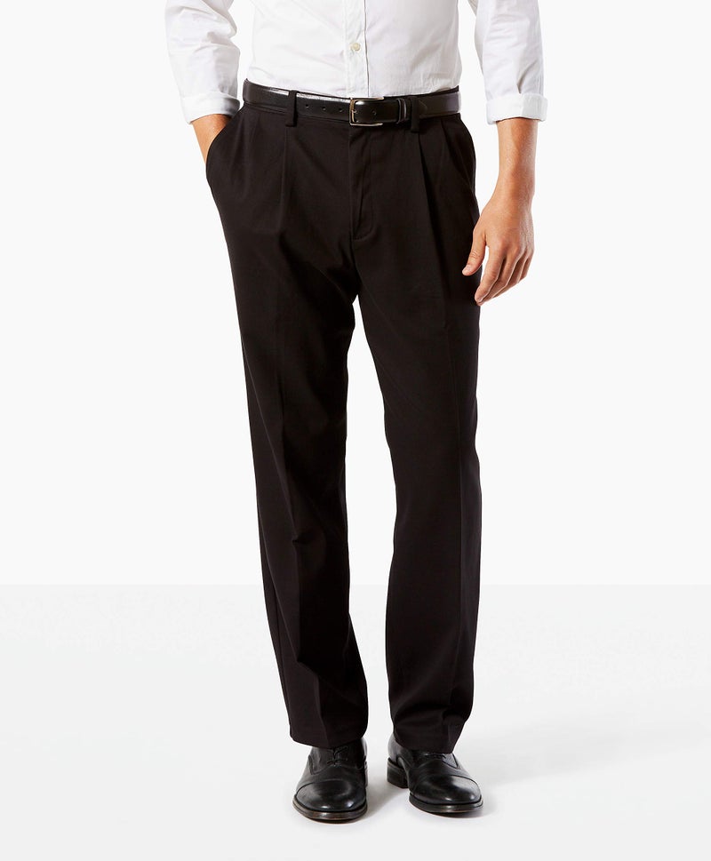Dockers Men's Classic Fit Easy Khaki Pants-Pleated (Standard and Big & Tall), Black, 50W x 32L - Image 3